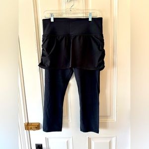 Athleta Leggings with Attached Skirt, Black, Size Large Tall